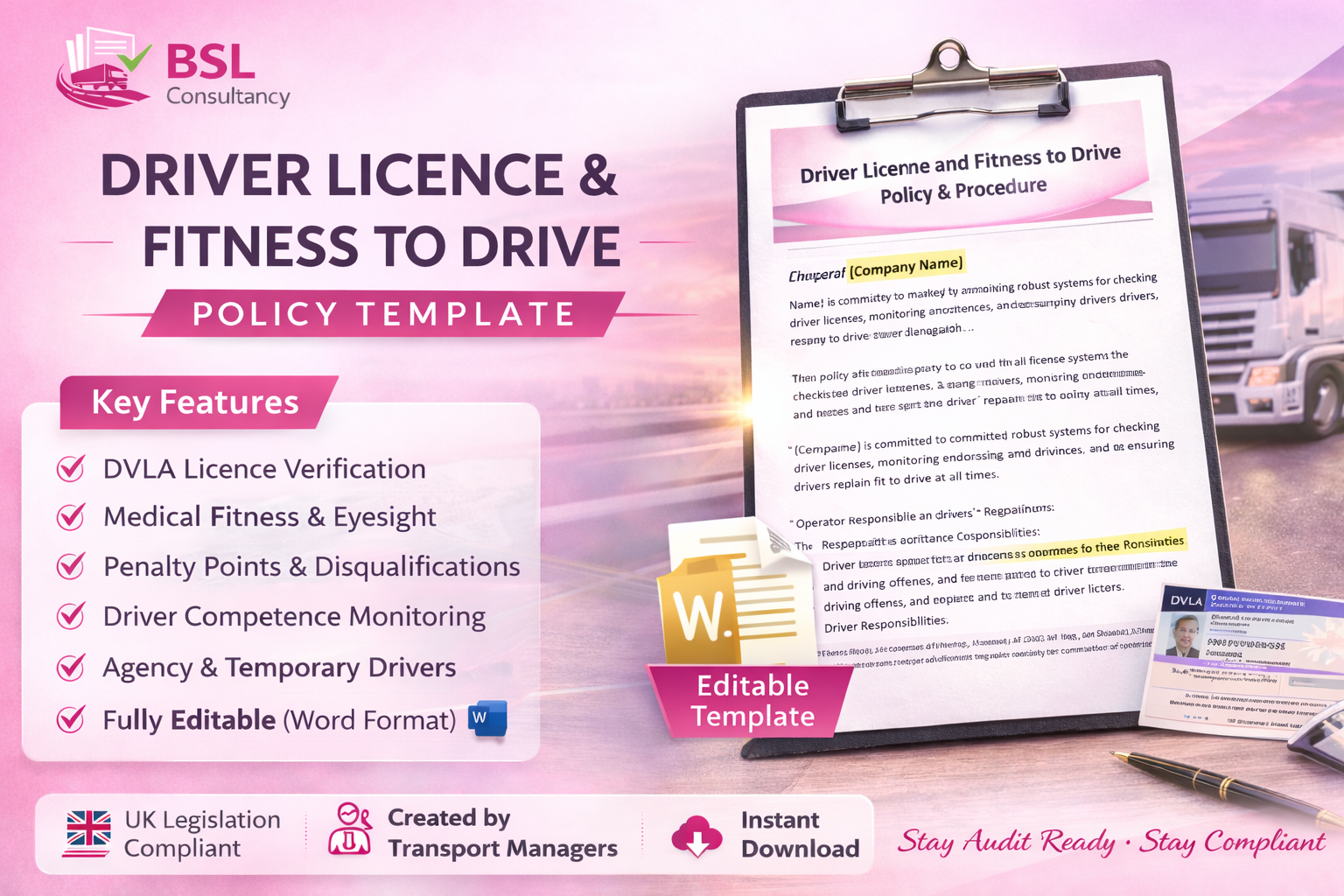 Driver Licence & Fitness to Drive Policy (Editable Template)