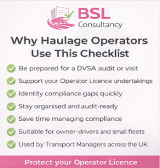 DVSA Audit Checklist for Haulage Operators (UK)