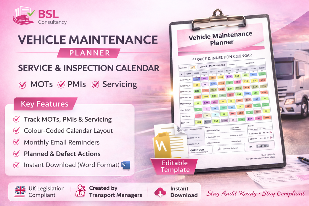 HGV Fleet Maintenance Planner Excel | DVSA Compliance Dashboard | PMI & MOT Tracker | 52 Week Vehicle Maintenance Schedule UK